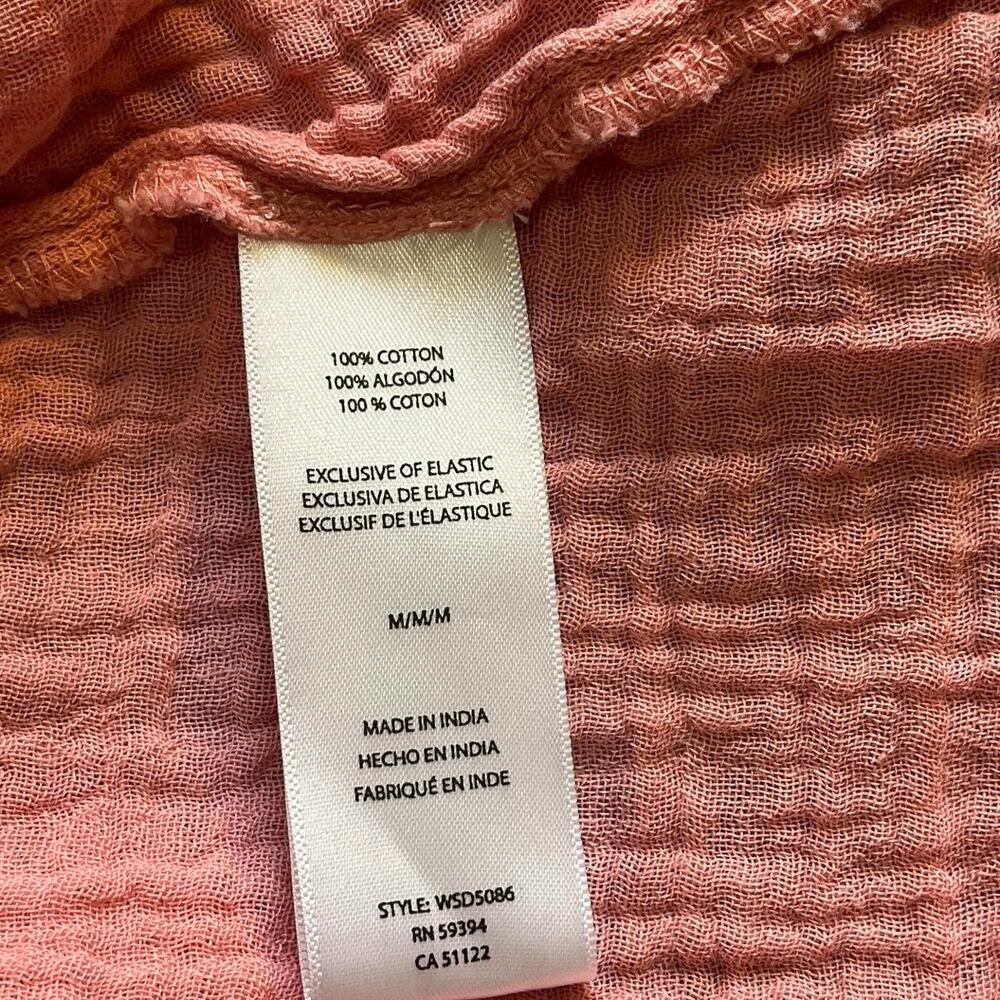 BeachLunchLounge Pink Gauze Smocked Midi Dress M Cottagecore - Picture 6 of 9